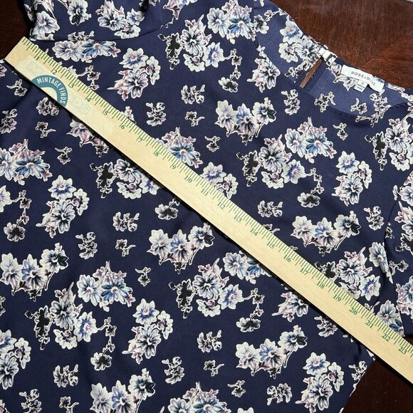 Rose + Olive Women's Floral Print Blue Tunic Top Size 1X Casual Spring Blouse - Picture 9 of 10